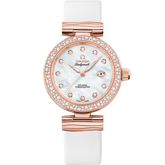 De Ville Ladymatic 34 mm, Sedna™ gold on leather strap