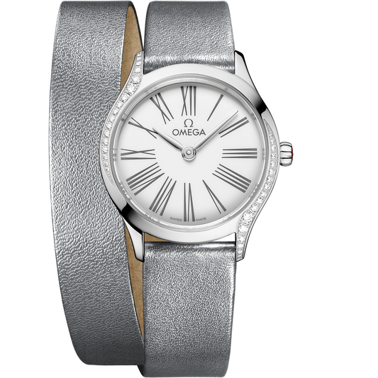 De Ville Mini Trésor 26 mm, steel on leather strap