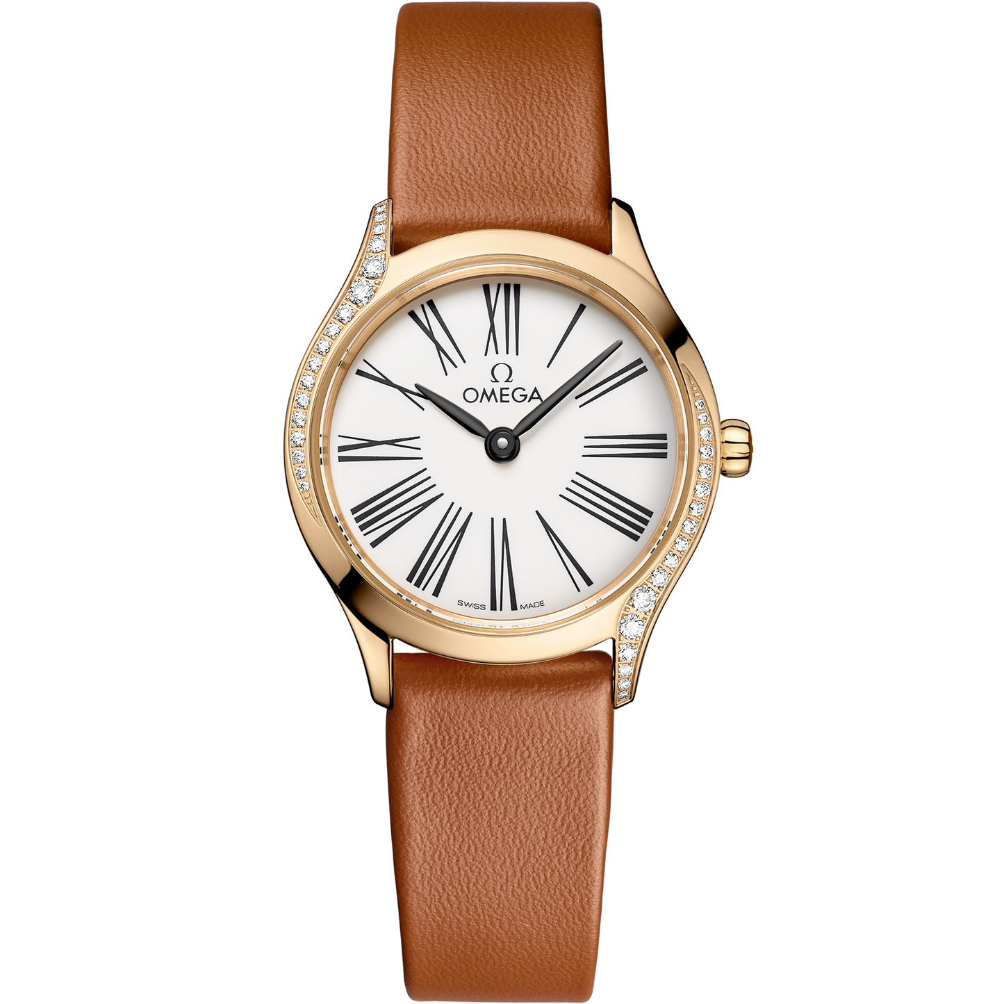 De Ville Mini Trésor 26 mm, Moonshine™ gold on leather strap