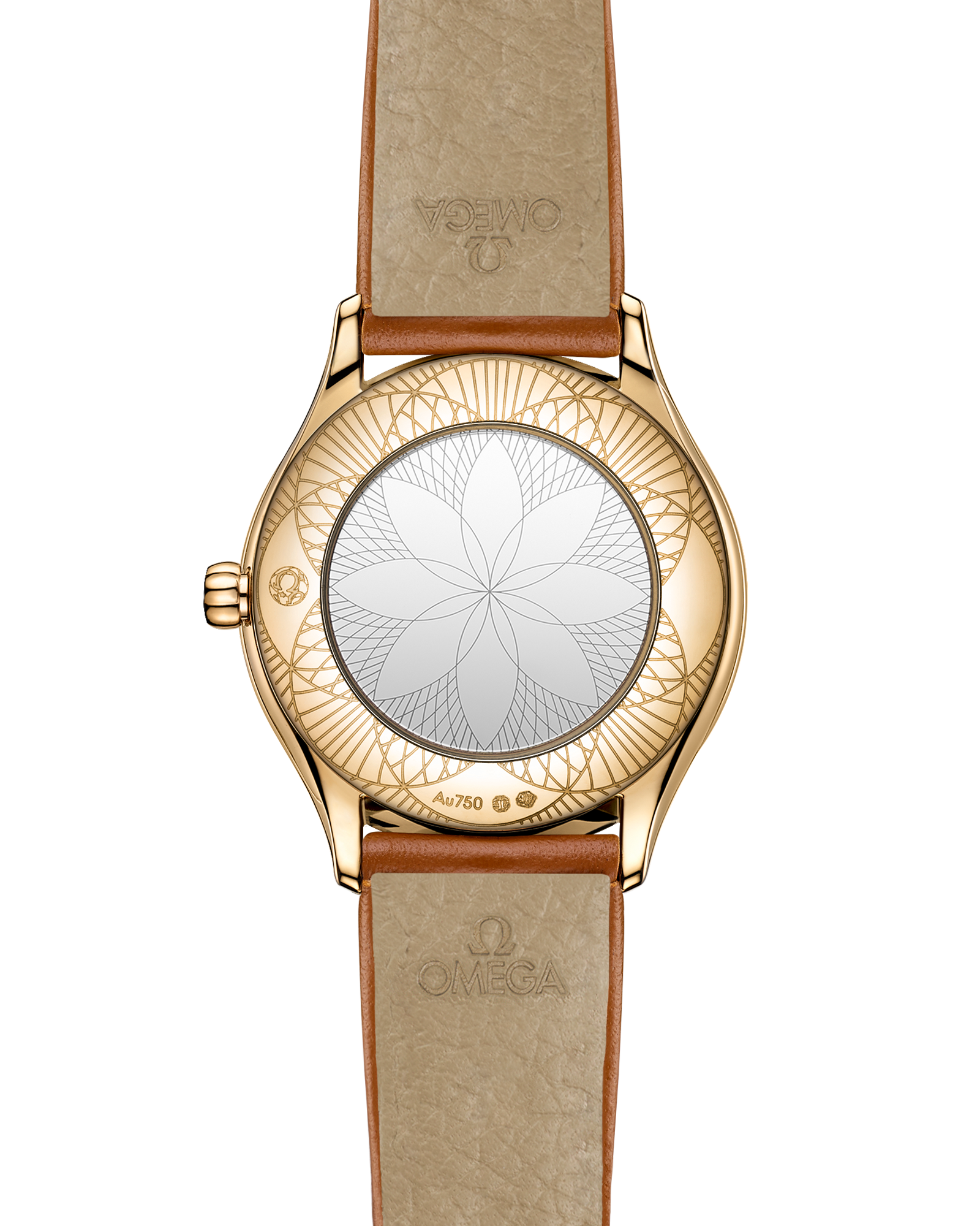 De Ville Mini Trésor 26 mm, Moonshine™ gold on leather strap