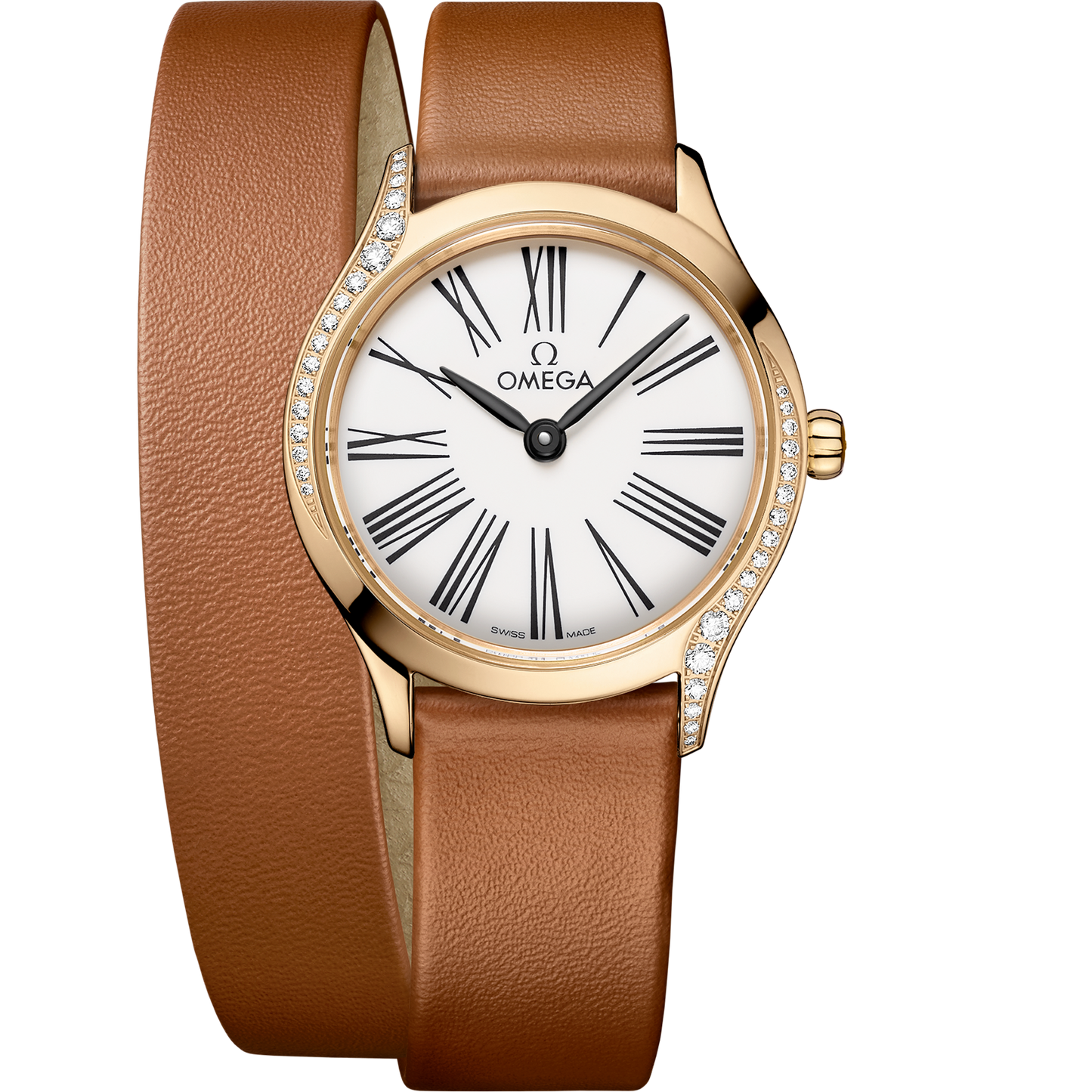 De Ville Mini Trésor 26 mm, Moonshine™ gold on leather strap