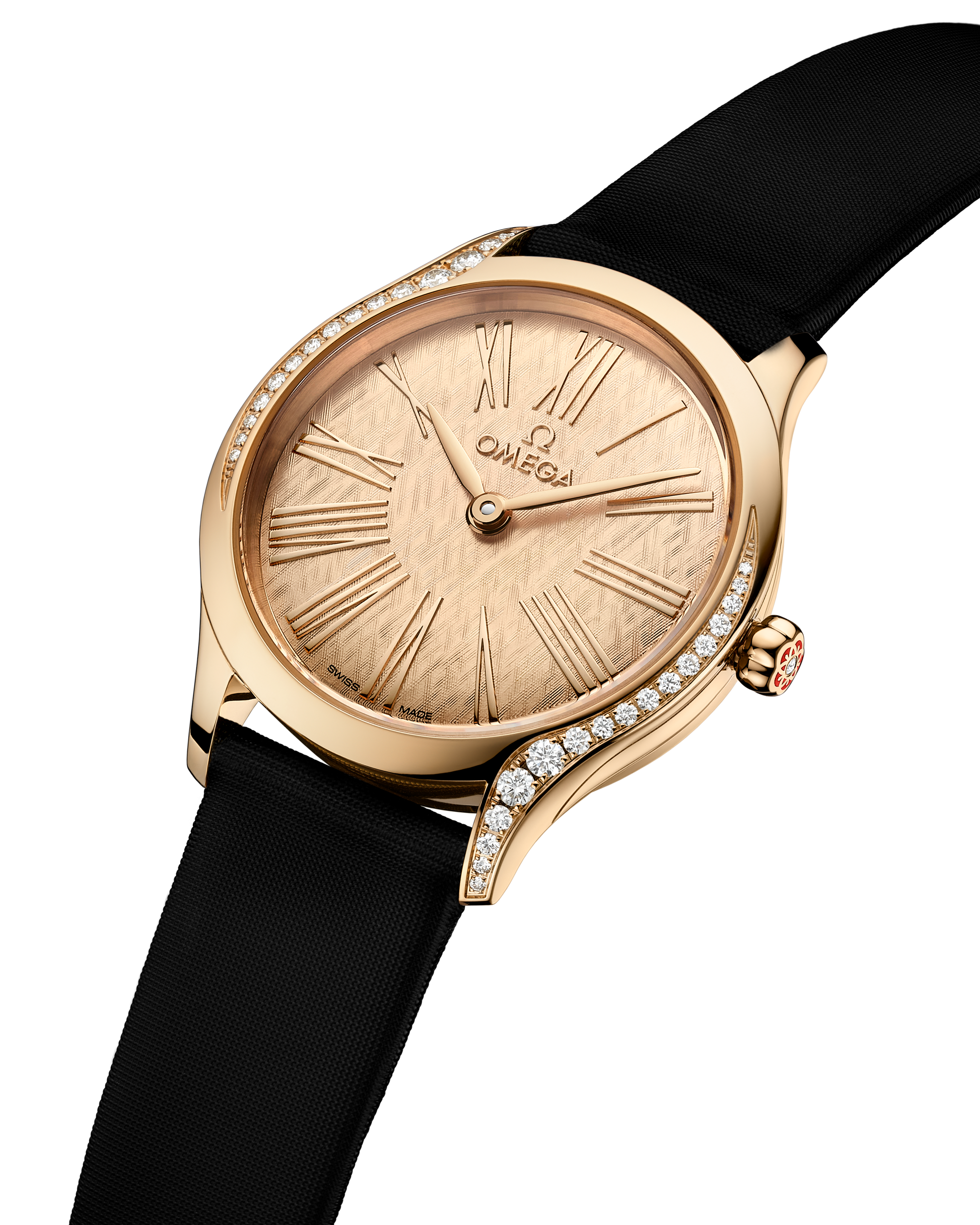 De Ville Mini Trésor 26 mm, Moonshine™ gold on fabric strap