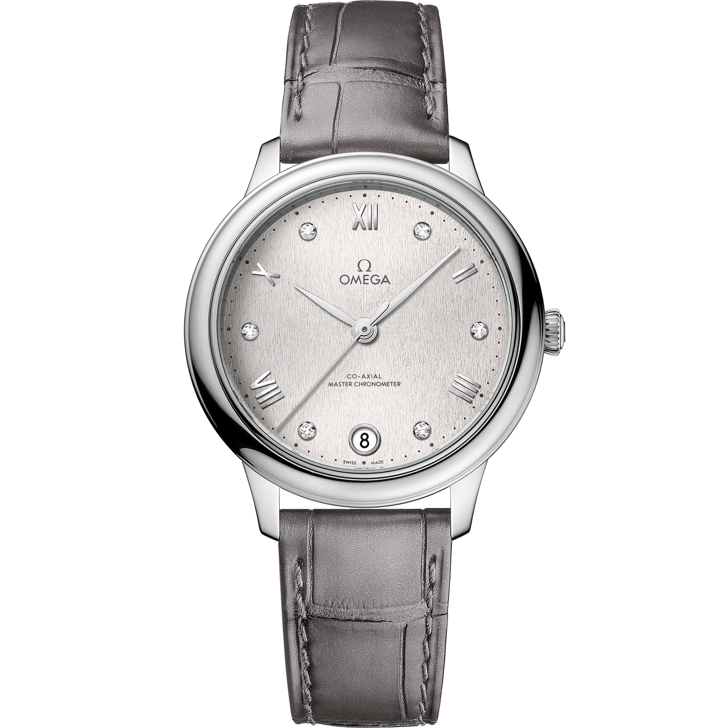 De Ville Prestige 34 mm, steel on leather strap