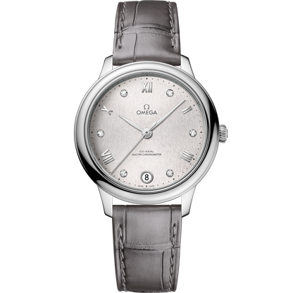 De Ville Prestige 34 mm, steel on leather strap
