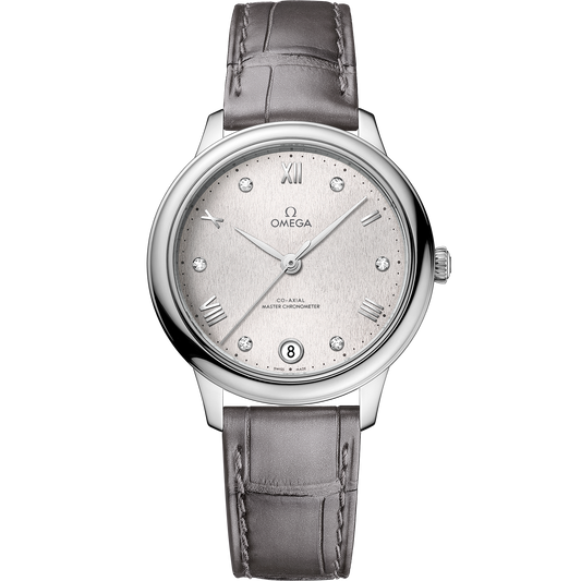 De Ville Prestige 34 mm, steel on leather strap