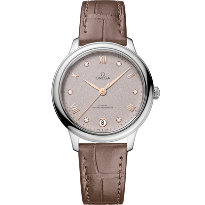 De Ville Prestige 34 mm, steel on leather strap