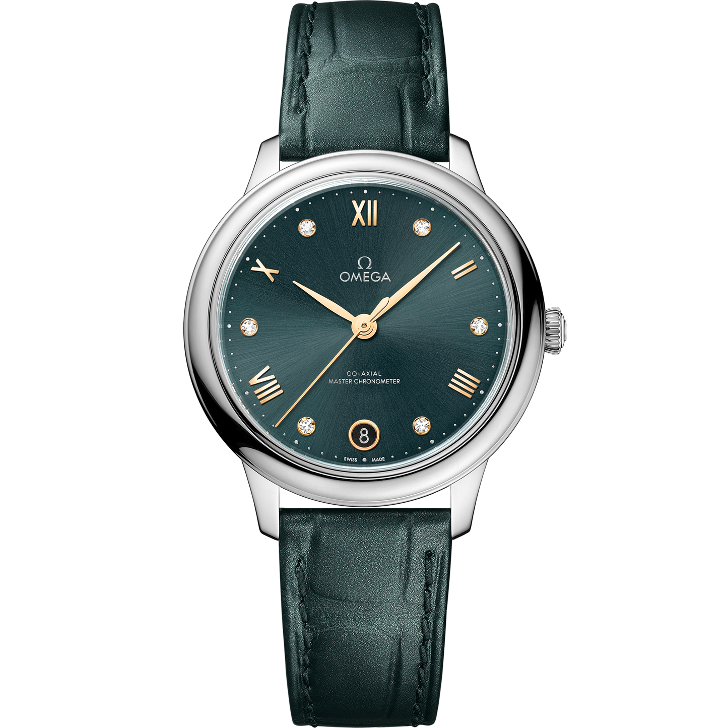 De Ville Prestige 34 mm, steel on leather strap