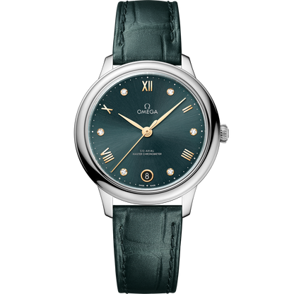 De Ville Prestige 34 mm, steel on leather strap
