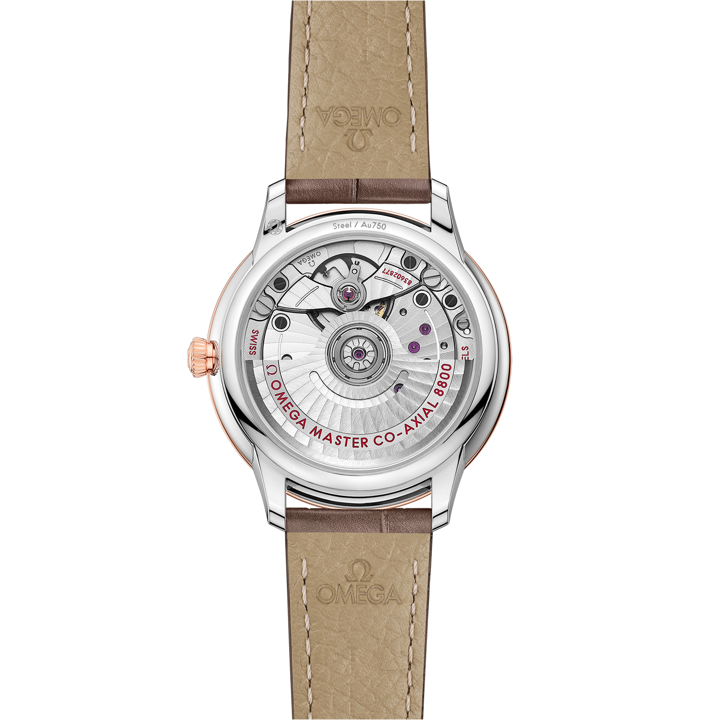 De Ville Prestige 34 mm, steel ‑ Sedna™ gold on leather strap