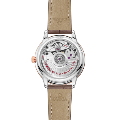 De Ville Prestige 34 mm, steel ‑ Sedna™ gold on leather strap
