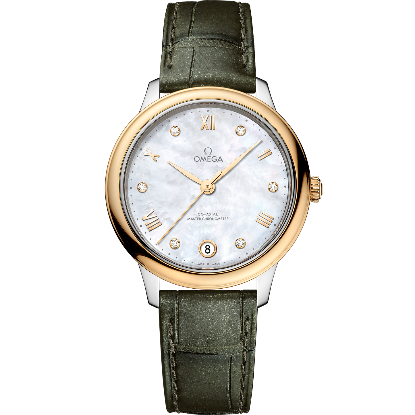 De Ville Prestige 34 mm, steel ‑ yellow gold on leather strap