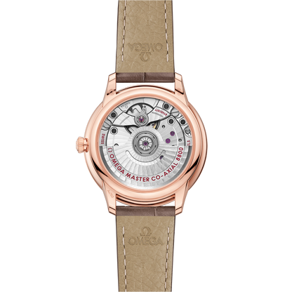 De Ville Prestige 34 mm, Sedna™ gold on leather strap