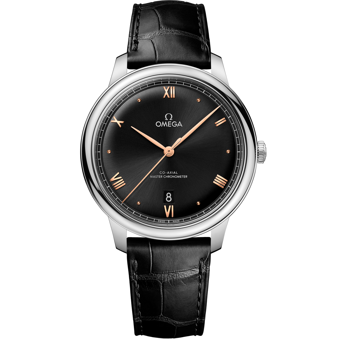 De Ville Prestige 40 mm, steel on leather strap