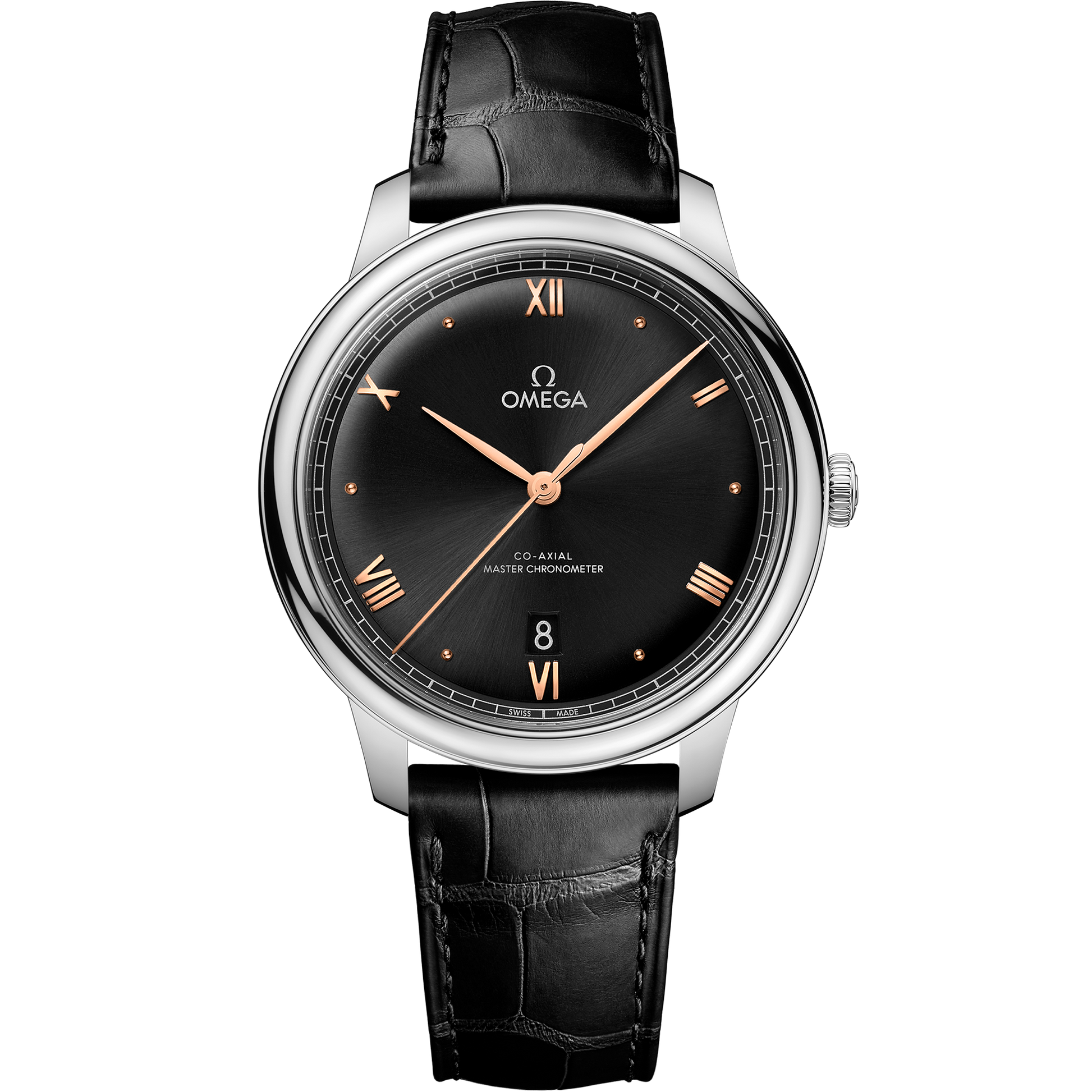 De Ville Prestige 40 mm, steel on leather strap