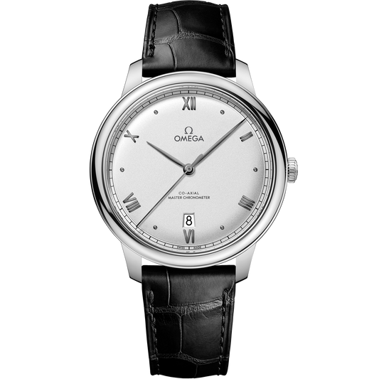 De Ville Prestige 40 mm, steel on leather strap