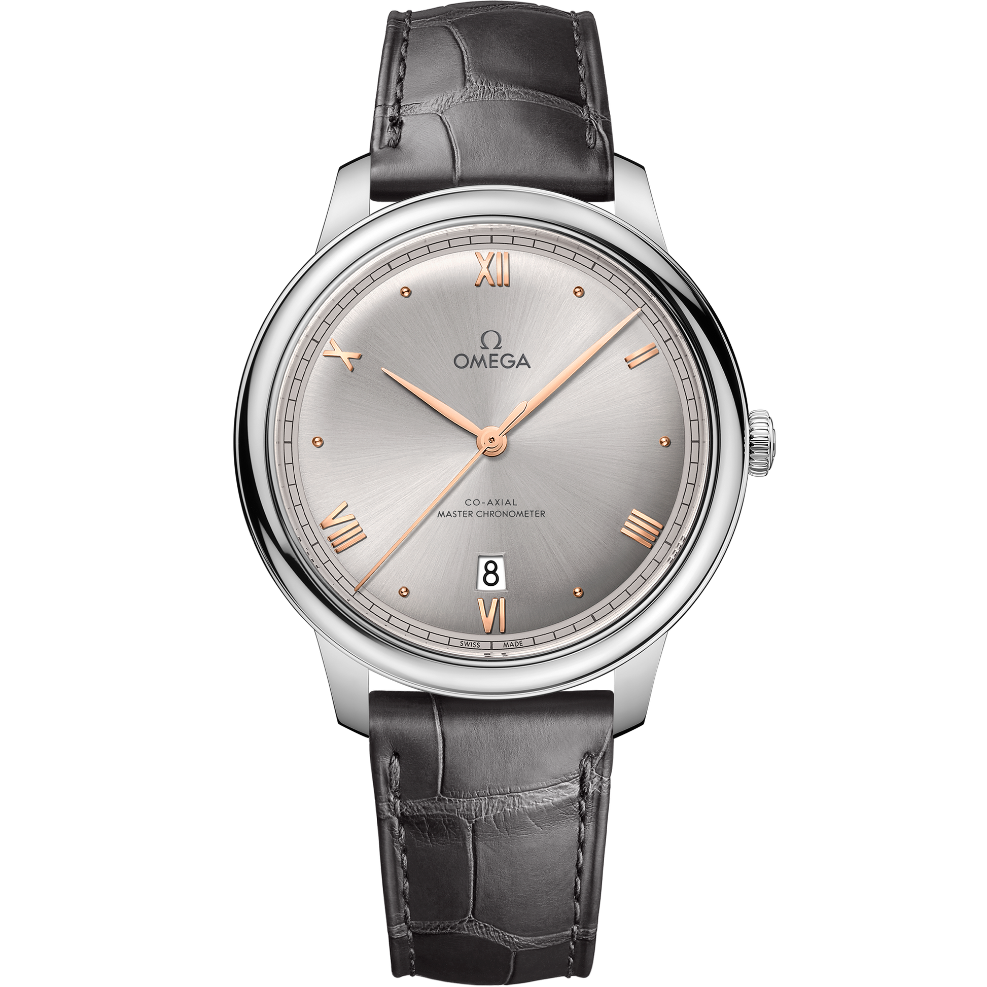 De Ville Prestige 40 mm, steel on leather strap
