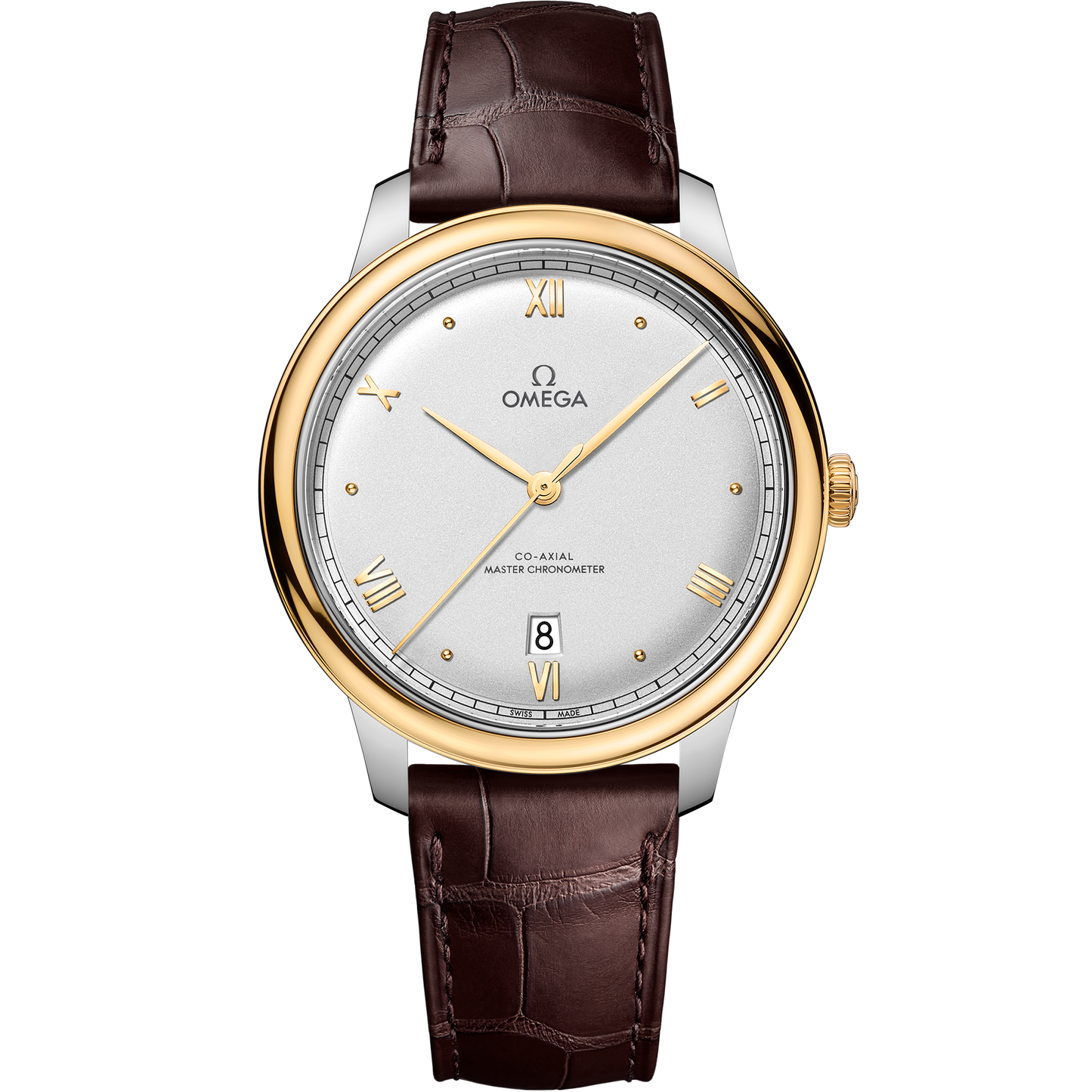 De Ville Prestige 40 mm, steel ‑ yellow gold on leather strap