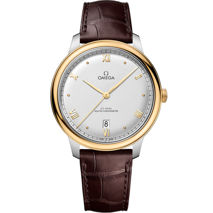 De Ville Prestige 40 mm, steel ‑ yellow gold on leather strap