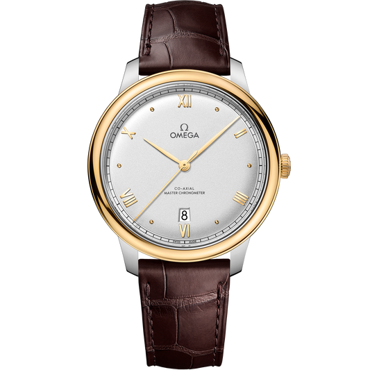 De Ville Prestige 40 mm, steel ‑ yellow gold on leather strap
