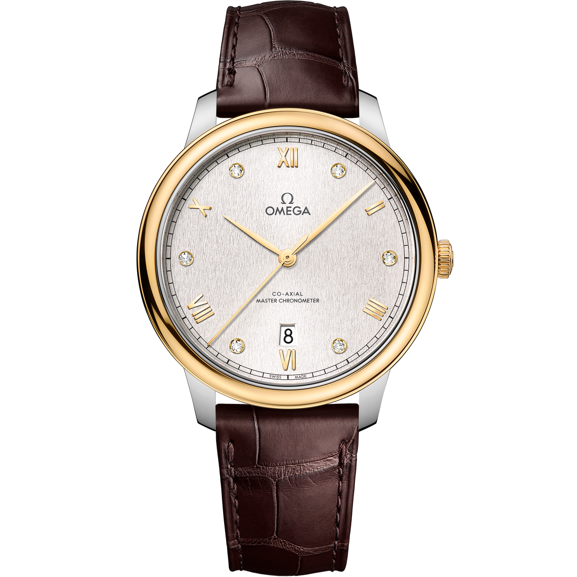 De Ville Prestige 40 mm, steel ‑ yellow gold on leather strap