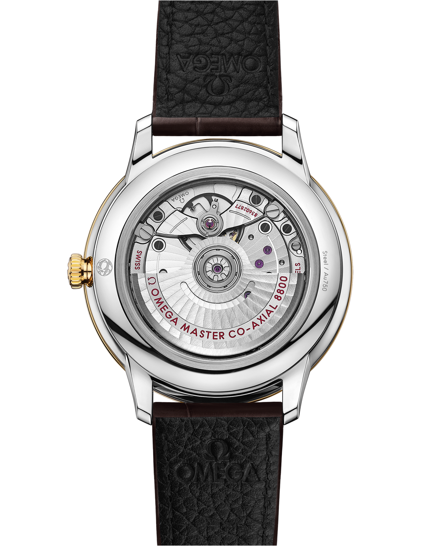 De Ville Prestige 40 mm, steel ‑ yellow gold on leather strap