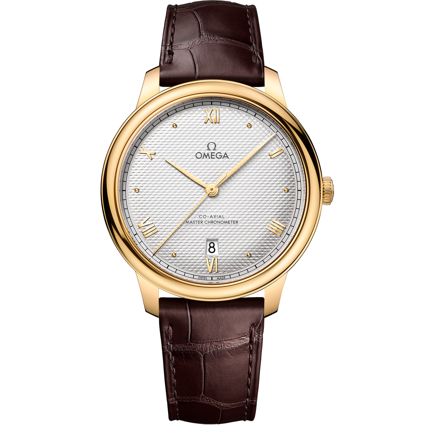 De Ville Prestige 40 mm, yellow gold on leather strap