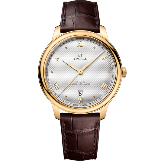 De Ville Prestige 40 mm, yellow gold on leather strap