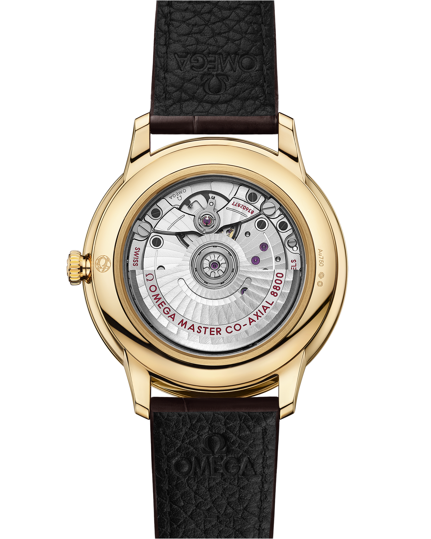 De Ville Prestige 40 mm, yellow gold on leather strap