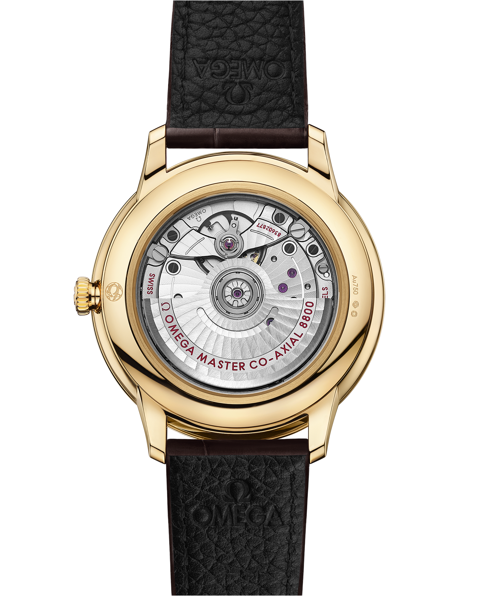 De Ville Prestige 40 mm, yellow gold on leather strap
