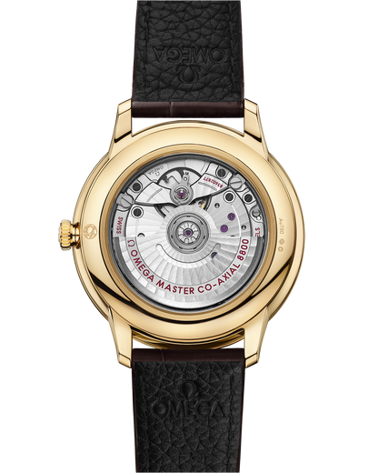 De Ville Prestige 40 mm, yellow gold on leather strap