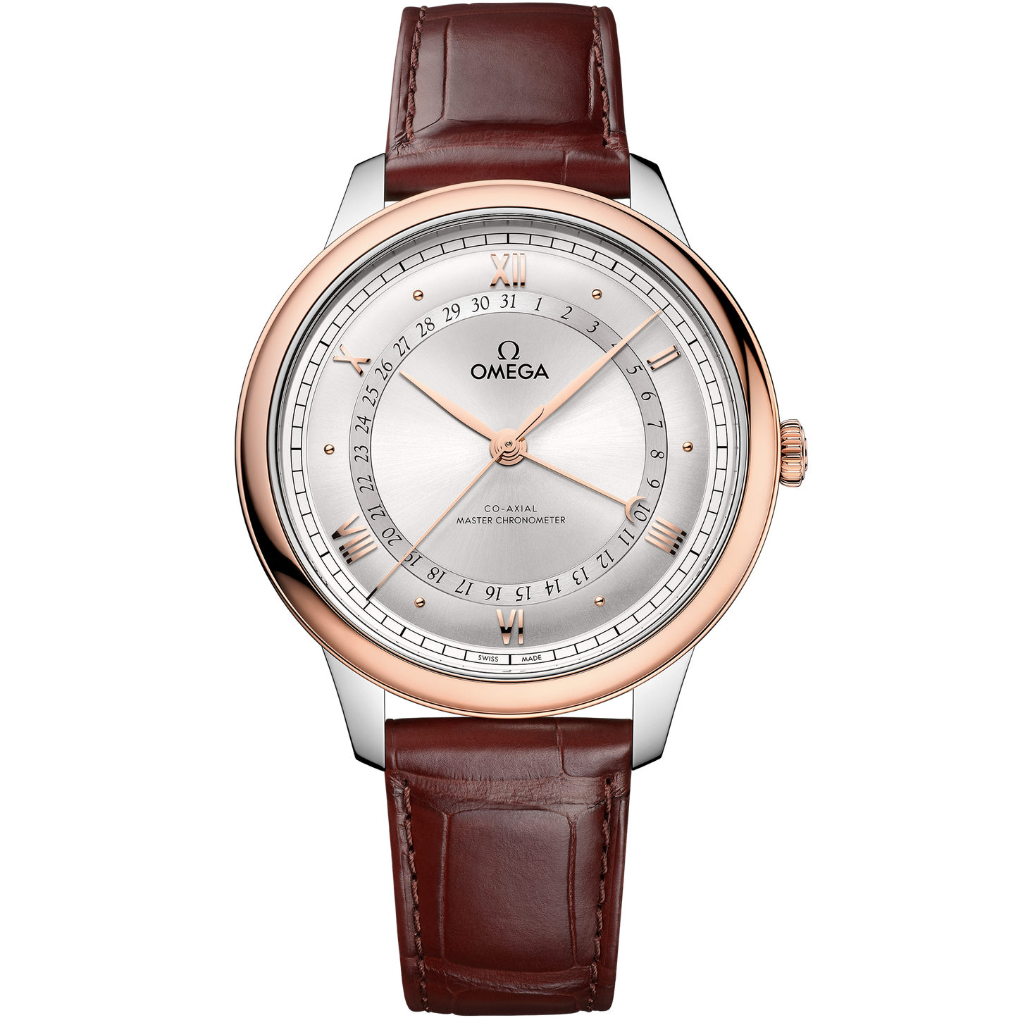 De Ville Prestige 42 mm, steel ‑ Sedna™ gold on alligator