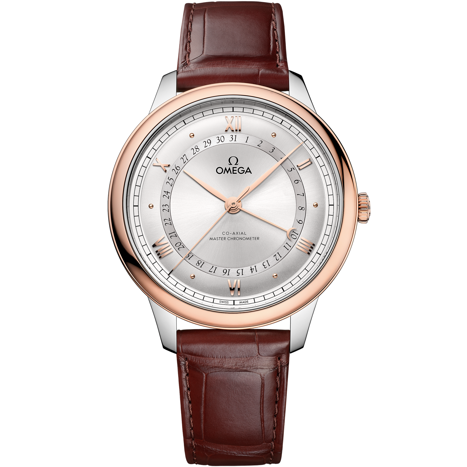 De Ville Prestige 42 mm, steel ‑ Sedna™ gold on alligator