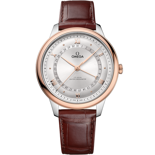 De Ville Prestige 42 mm, steel ‑ Sedna™ gold on alligator