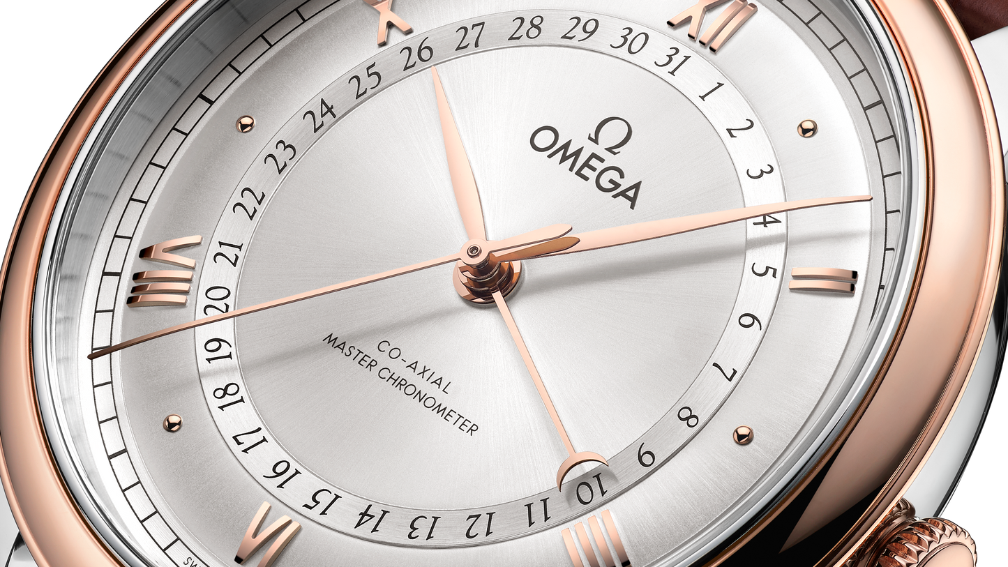 De Ville Prestige 42 mm, steel ‑ Sedna™ gold on alligator
