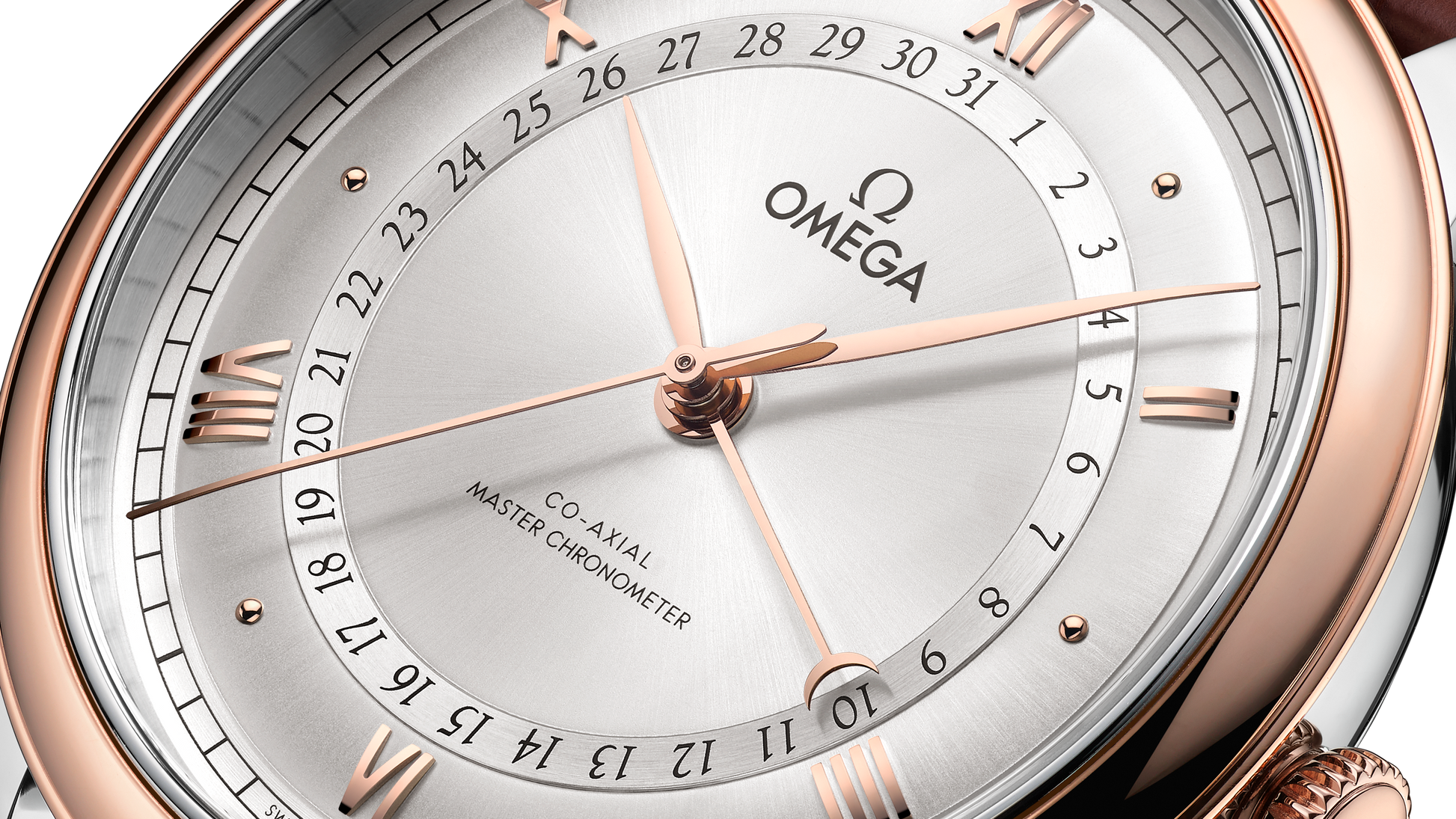 De Ville Prestige 42 mm, steel ‑ Sedna™ gold on alligator