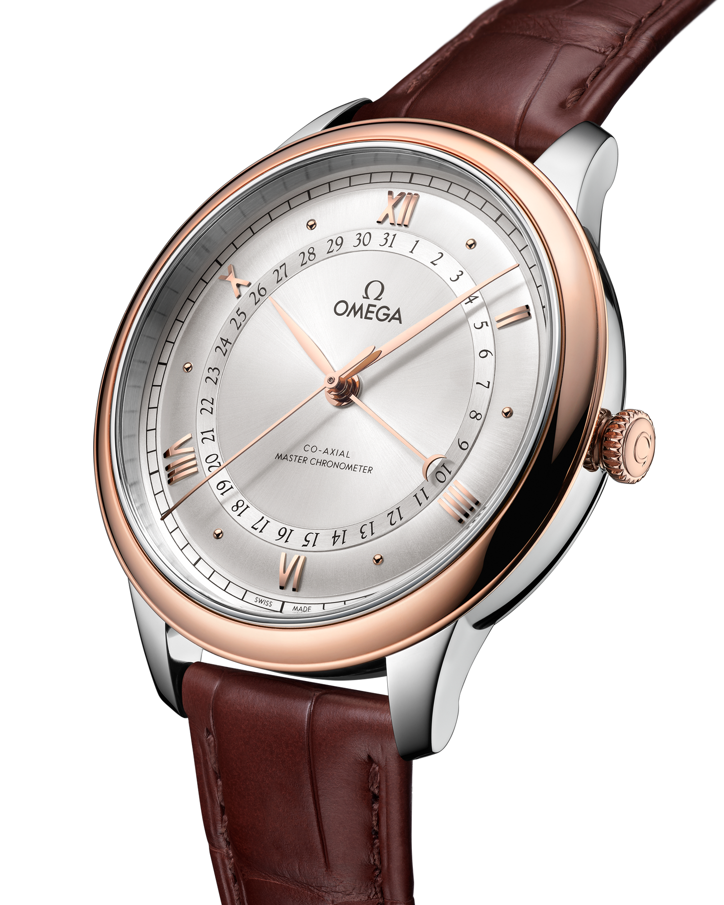 De Ville Prestige 42 mm, steel ‑ Sedna™ gold on alligator