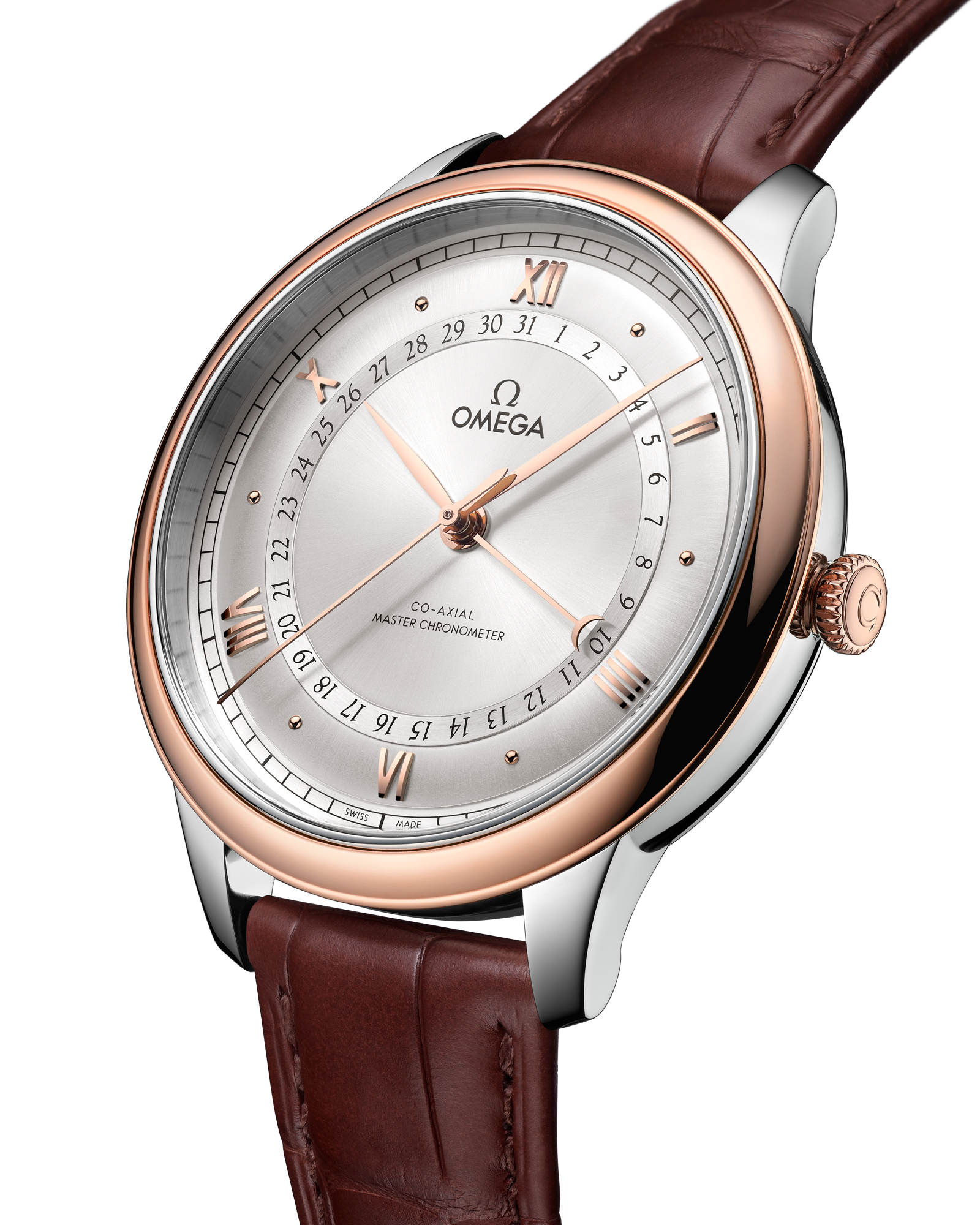 De Ville Prestige 42 mm, steel ‑ Sedna™ gold on alligator