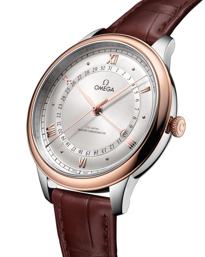 De Ville Prestige 42 mm, steel ‑ Sedna™ gold on alligator