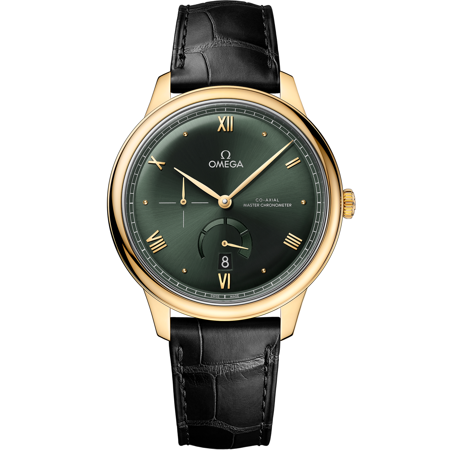 De Ville Prestige 41 mm, yellow gold on leather strap