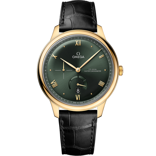 De Ville Prestige 41 mm, yellow gold on leather strap