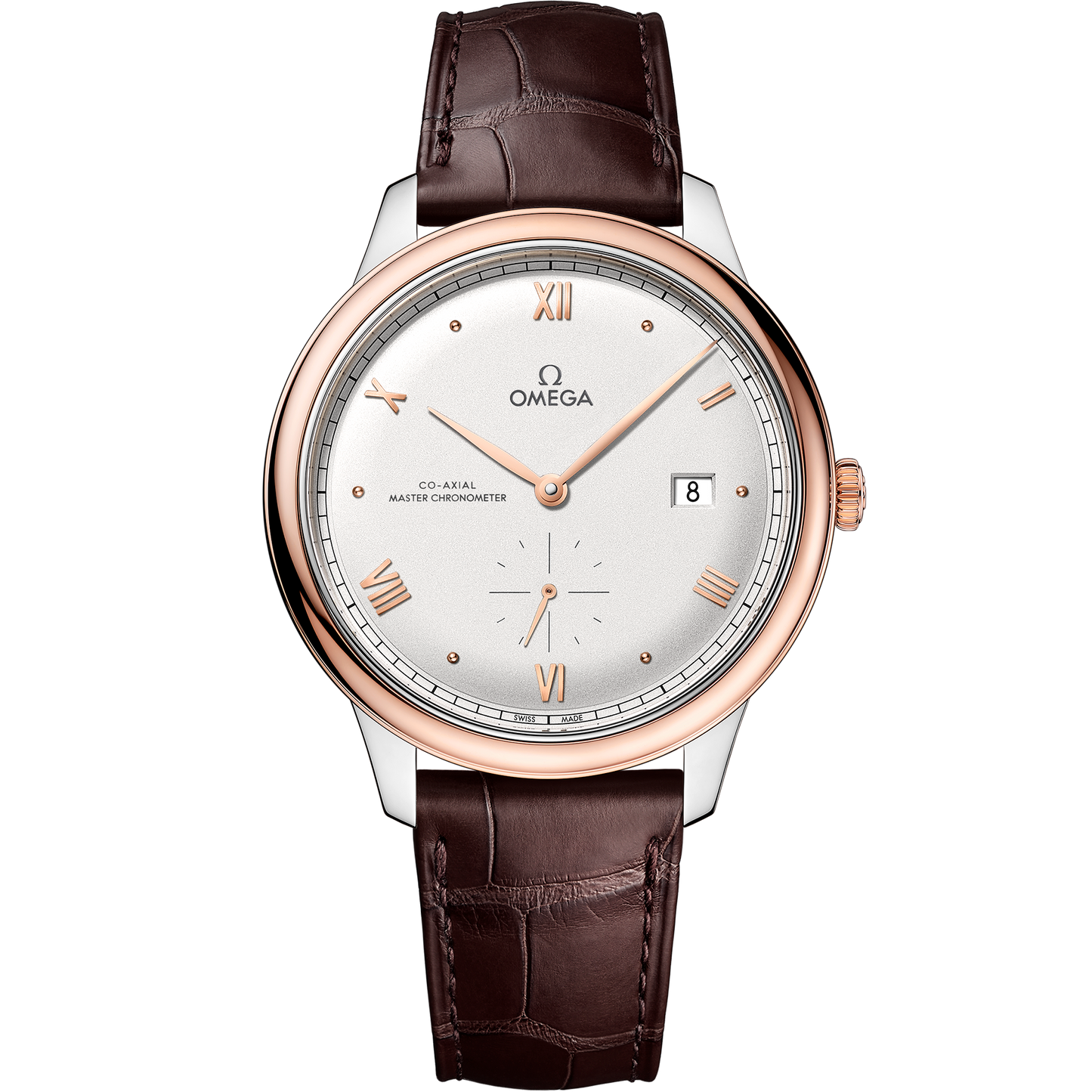 De Ville Prestige 41 mm, steel ‑ Sedna™ gold on leather strap
