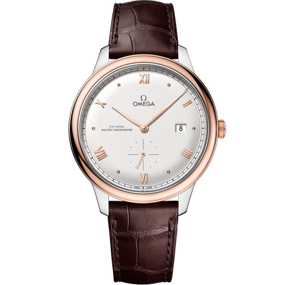 De Ville Prestige 41 mm, steel ‑ Sedna™ gold on leather strap