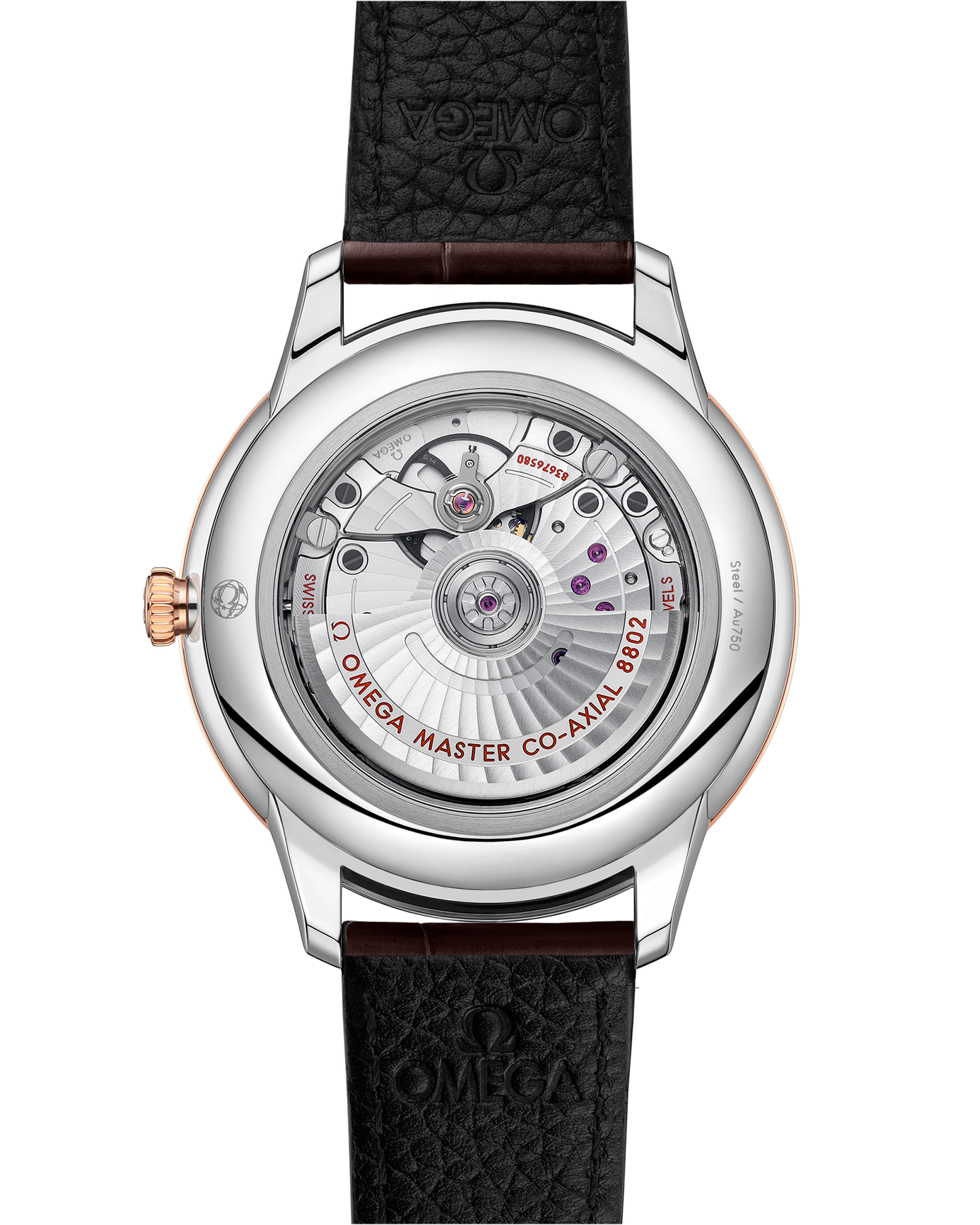De Ville Prestige 41 mm, steel ‑ Sedna™ gold on leather strap