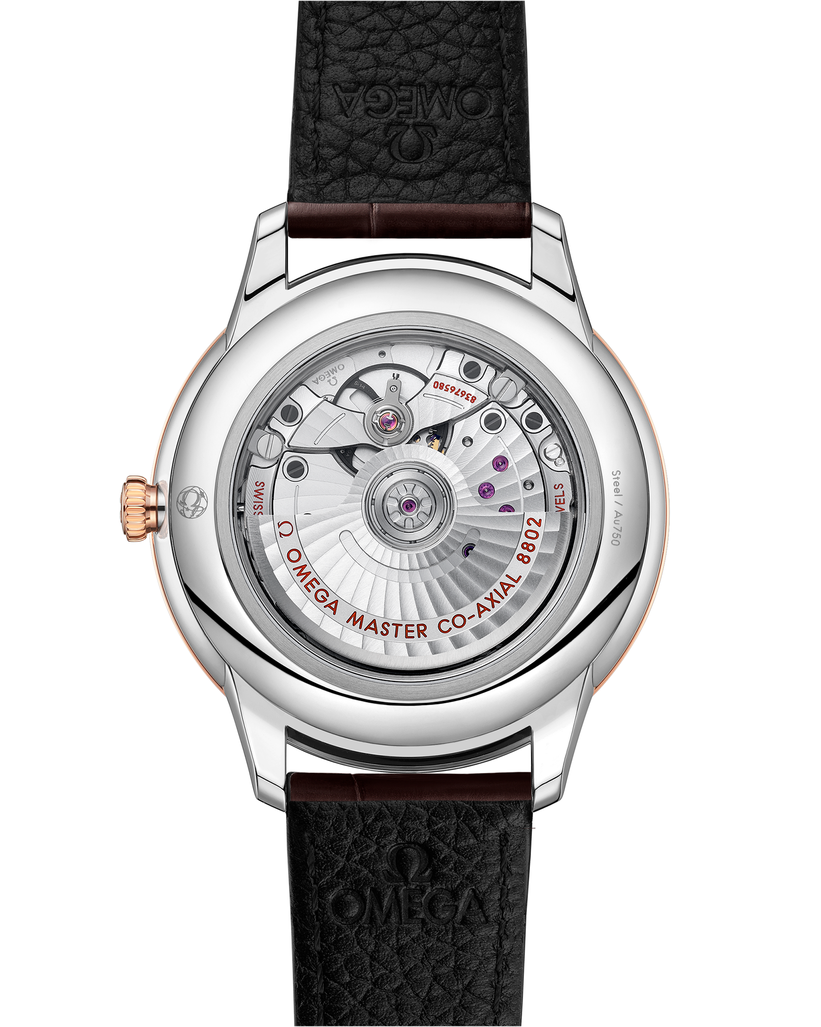 De Ville Prestige 41 mm, steel ‑ Sedna™ gold on leather strap