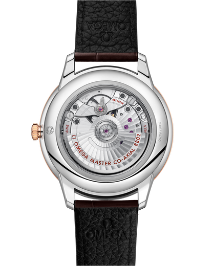 De Ville Prestige 41 mm, steel ‑ Sedna™ gold on leather strap