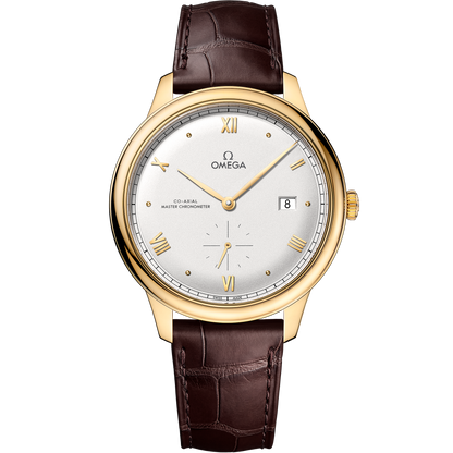 De Ville Prestige 41 mm, yellow gold on leather strap