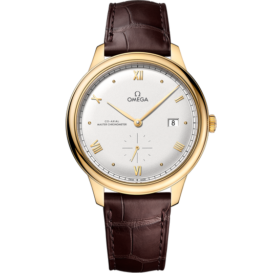 De Ville Prestige 41 mm, yellow gold on leather strap