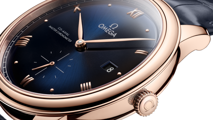 De Ville Prestige 41 mm, Sedna™ gold on leather strap