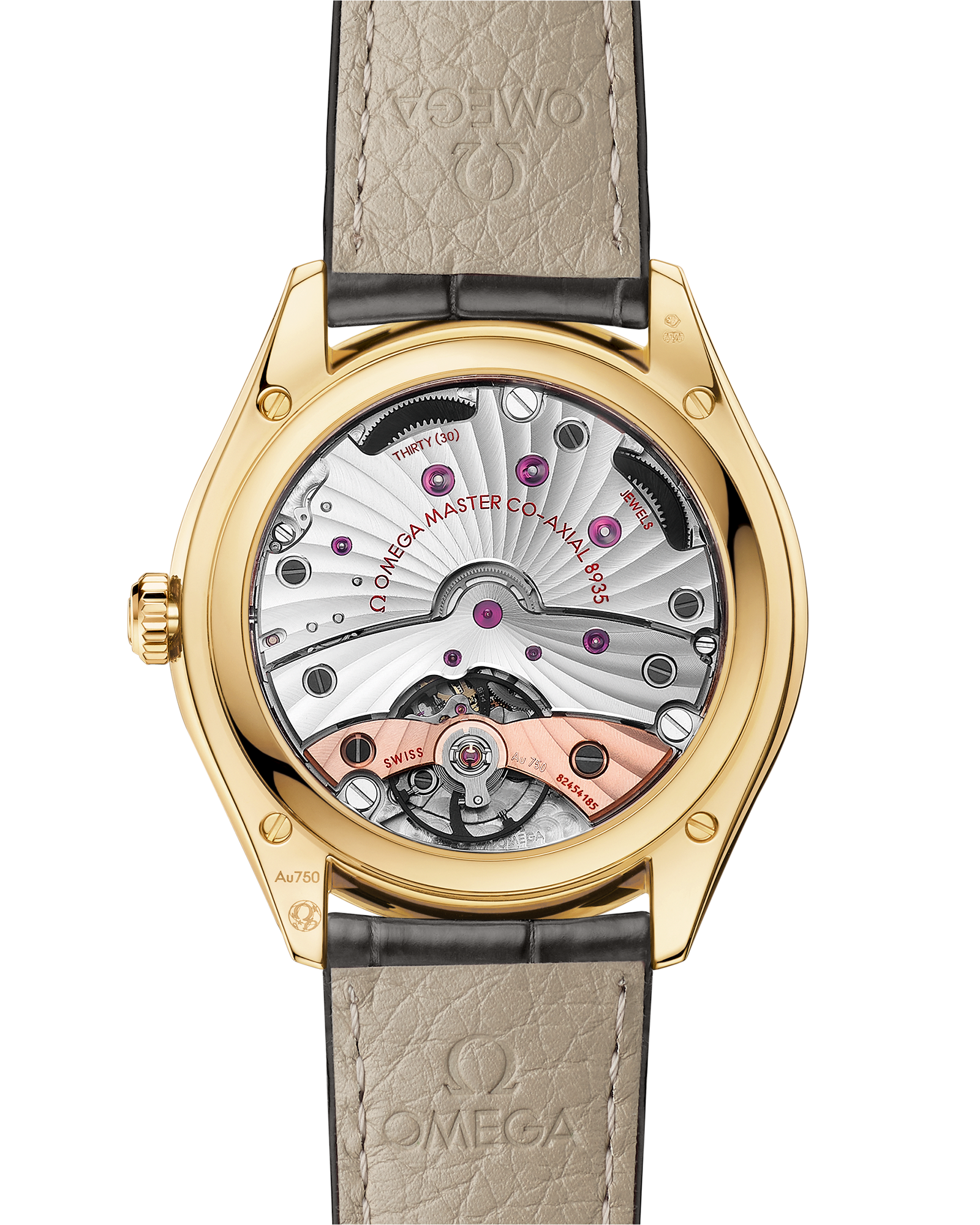 De Ville Trésor 40 mm, yellow gold on leather strap