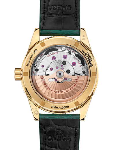 Seamaster 300 41 mm, yellow gold on leather strap
